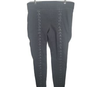 Torrid Denim size 1R jeans 1X elastic waist tapered criss cross pull-on ribbon